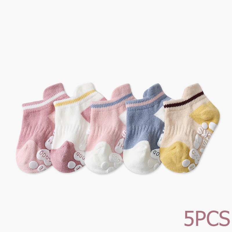 Balleenshiny 5Pairs Pasgeboren Baby Kids Sokken Winter Warm Houden Katoen Jongens Meisjes Tube Sokken Siliconen Anti-Slip Baby peuter Sokken: B / 13CM(5.12inch)