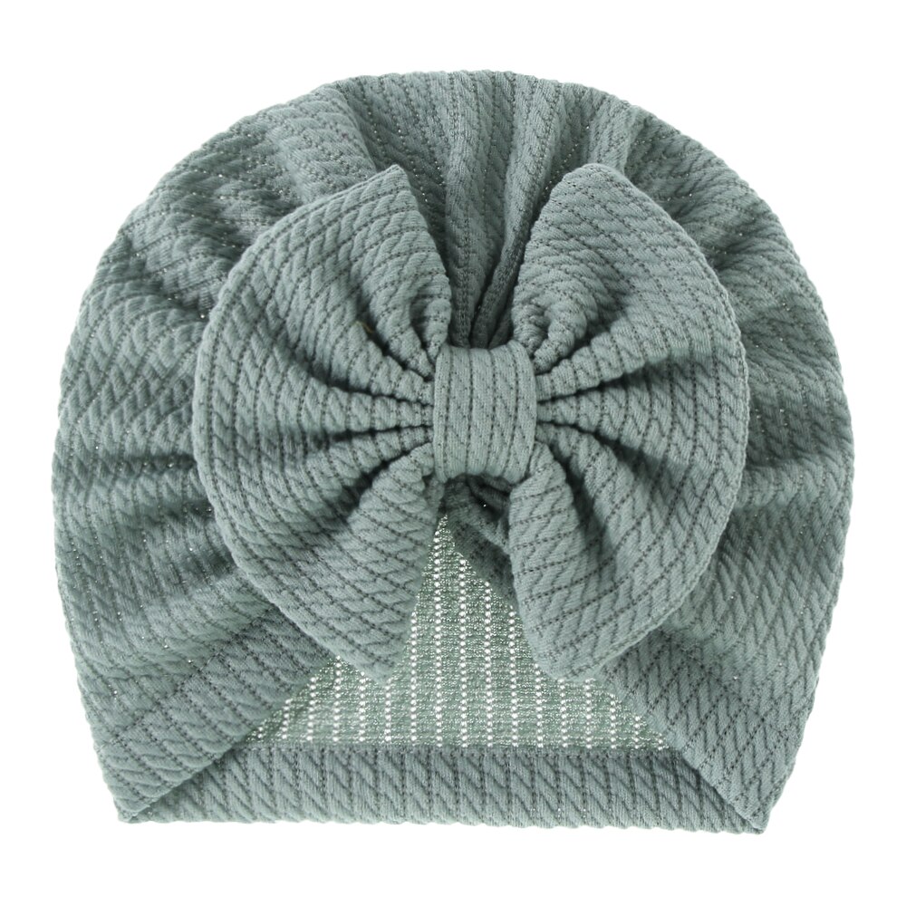 Chapeau Turban élastique pour bébé fille, en coton doux, avec nœud papillon, couleur unie, pour -né, printemps: 2