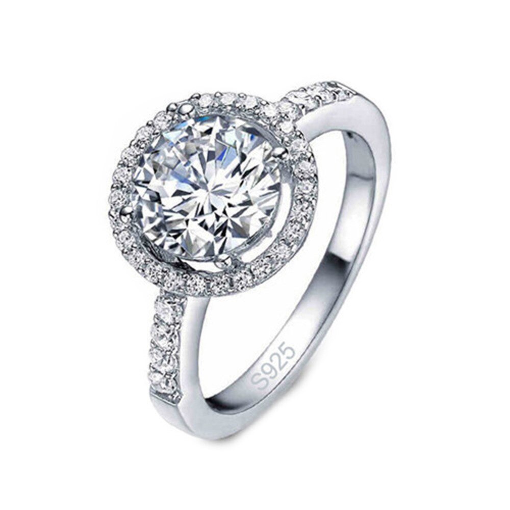Silber Farbe Hochzeit Ringe Für Frauen Platz Simulierte Schmuck Bague Schmuckstück Femme Engagement Ring Zubehör кольцо женское