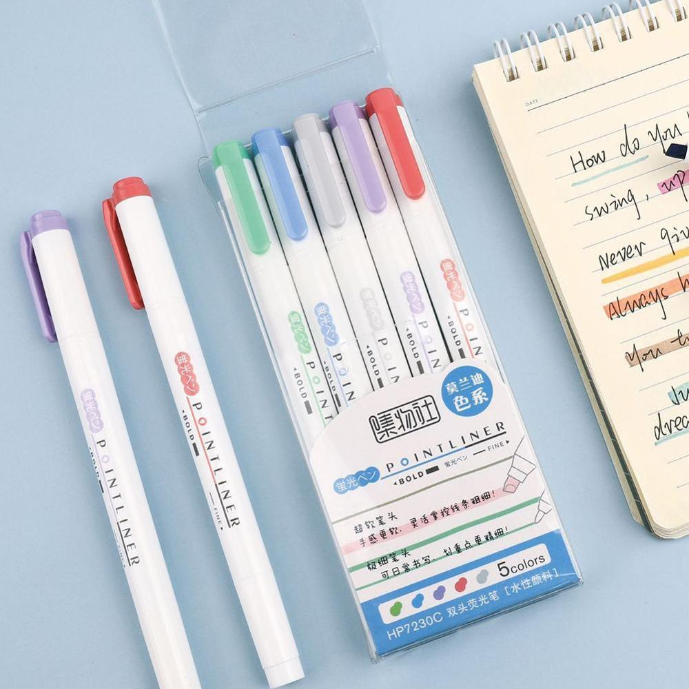 Double-ended Highlighter Multicolor Pens Fluorescent Pen Cute Art Drawing Mark Pen School Stationery