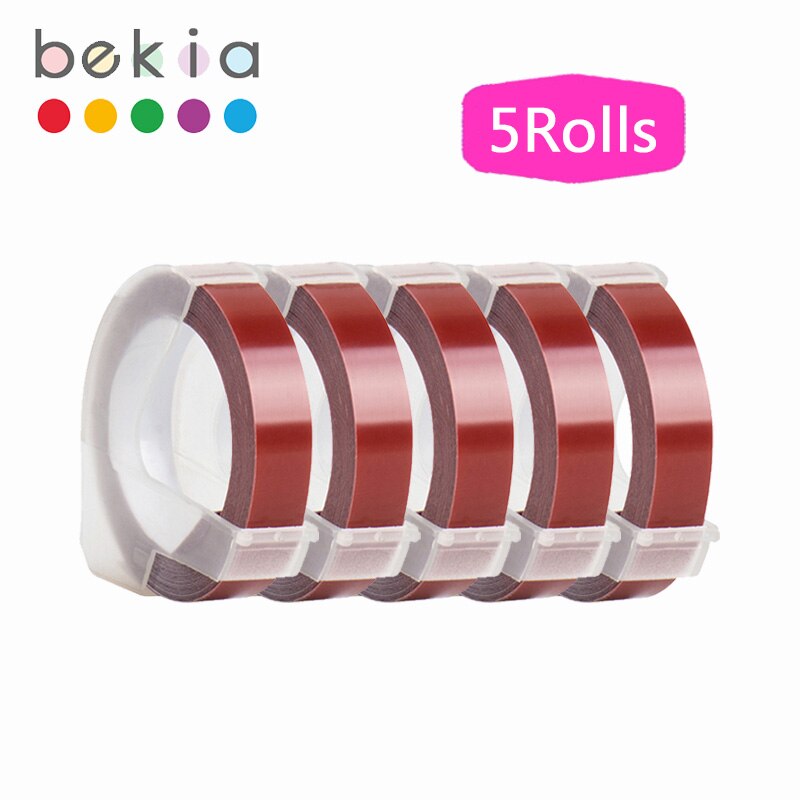 5 rolek 9mm 3D tłoczenie taśmy etykietowe kompatybilny Dymo drukarka etykiet do maszyn do pisania i taśmy do Dymo 1540 1880 1610 12965 Motex E101 202: White on Maroon
