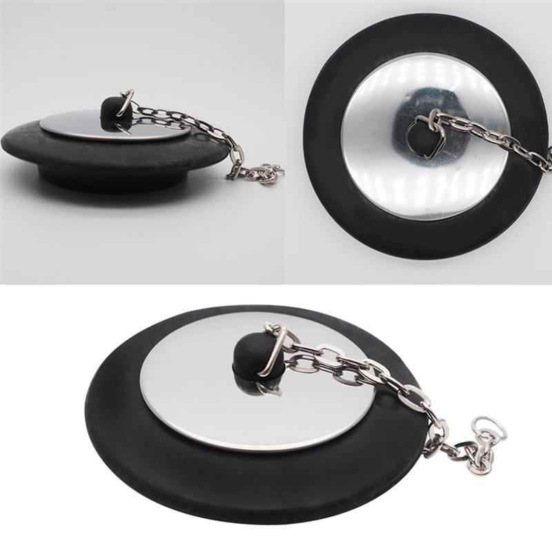 Gummi choke badkars avloppspropp med kedja badplugg avloppsbadkar propp för hem och hotell badrum badkar rostfritt stål