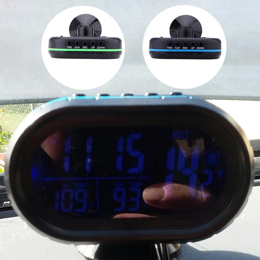 Yosoo 12V Car Digital Thermometer Voltmeter Clock Alarm Monitor