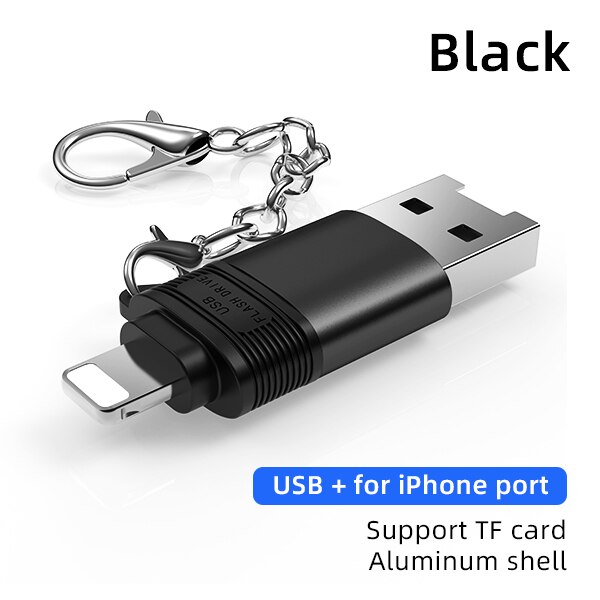 ! Accezz Tf/Micro Sd Card Geheugenkaarten Reader Voor Apple Iphone 11 Pro X Xs Max 8 7 6 6 S Plus Se IOS13 Otg 8 Pin Naar Usb Adapter: Black