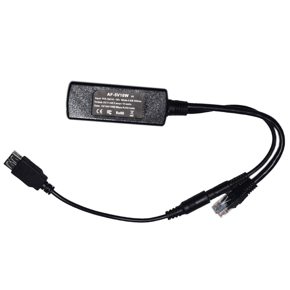 Gigabit PoE Splitter 10 watt Power 5 volt voor tot 100 meter: AF-USB
