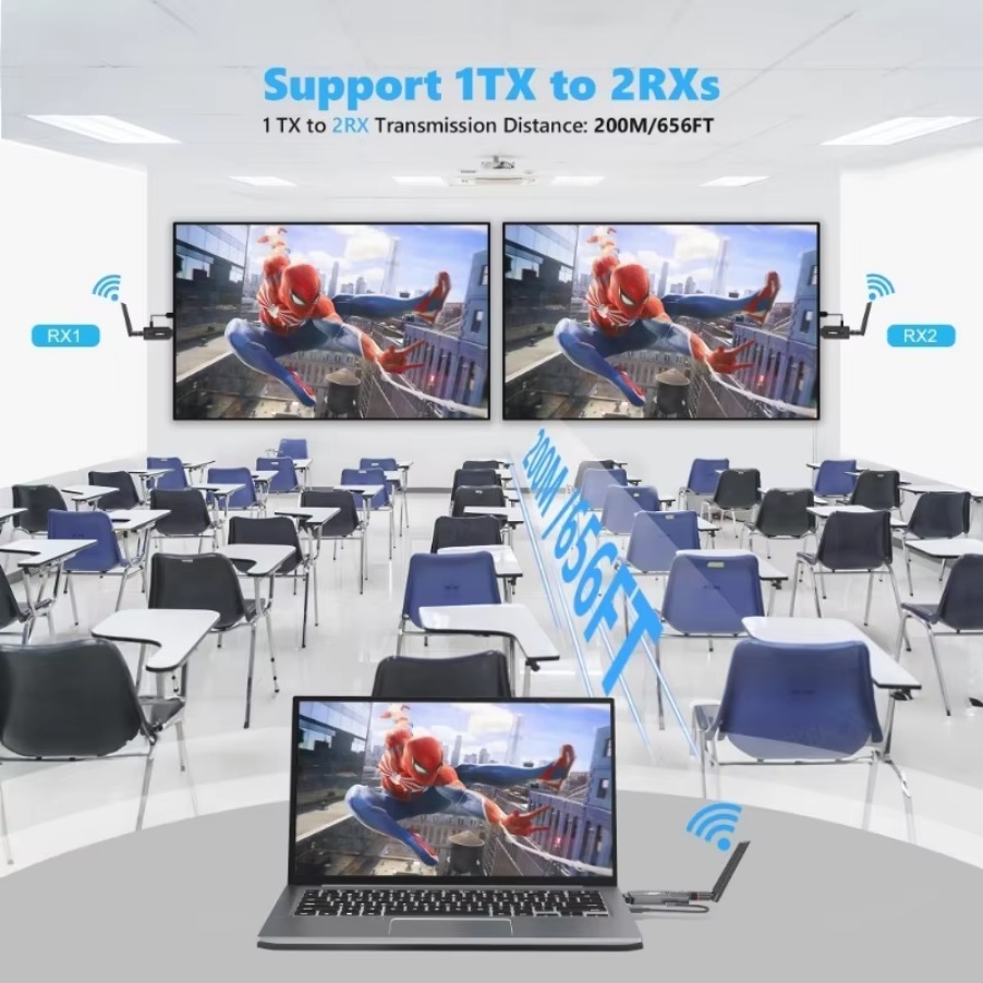 5g 1080p 200m langaton hdmi-videolähetin ja -vastaanotin jatkepakkaus tv-tikkuadapteri tv-boksiin, näyttöön, projektoriin, tietokoneeseen