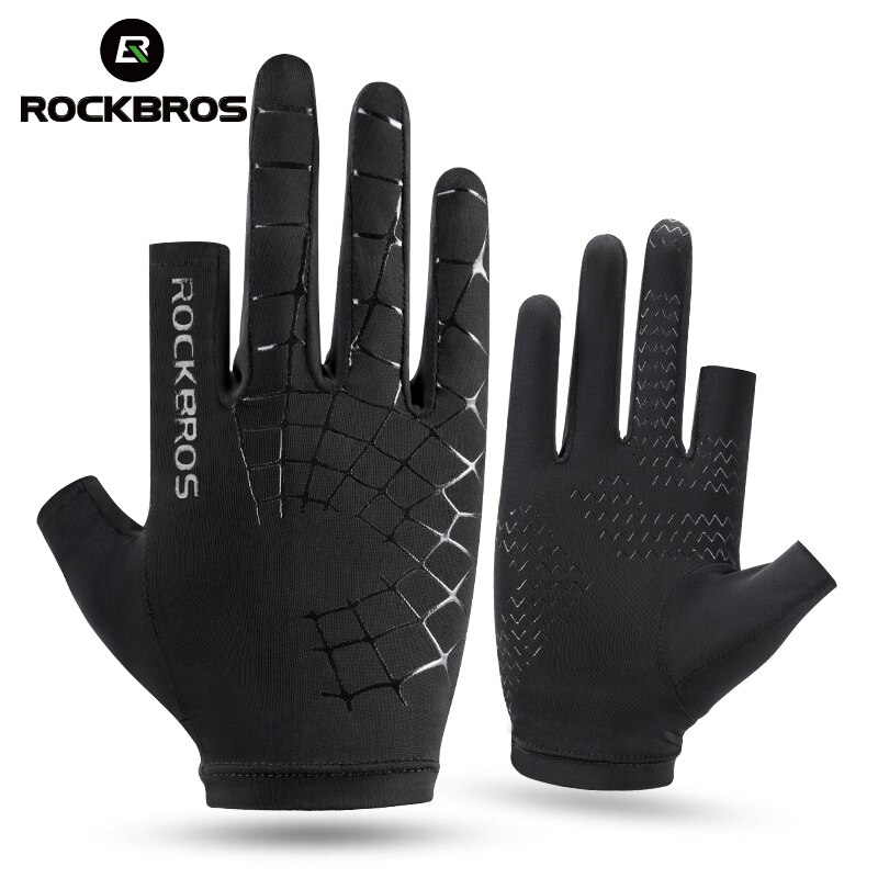 Rockbros is silke handsker touch screen handsker ridning cykel cykel halv hel finger handsker sommer mænd cykling uv beskyttelse handsker