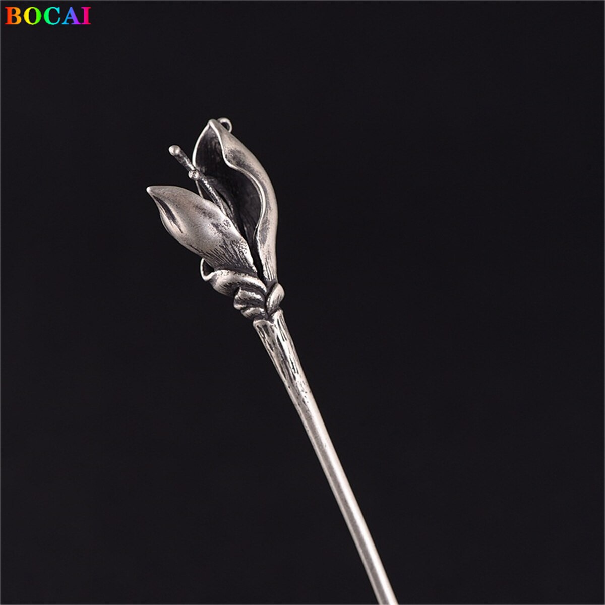 BOCAI-accesorios para el cabello de plata de ley para mujer, tocado mate de lirio, horquilla de espiga pura, joyería