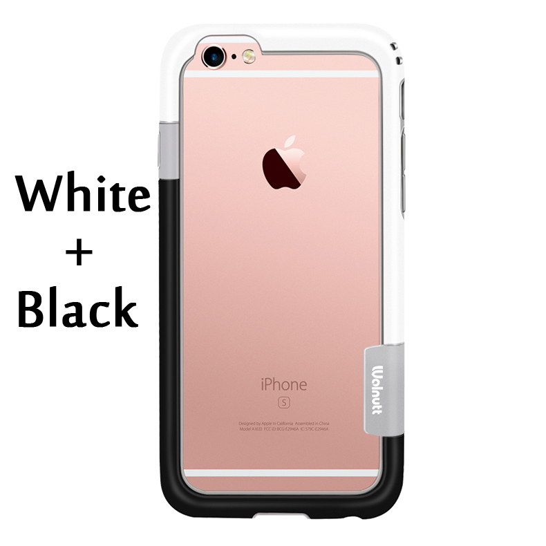 Esamday Voor iPhone 6 s 4.7 inch 6 Kleur Walnutt Soft TPU Hybrid Bumper Frame Case Cover Side Bescherming voor iPhone 6: White and Black