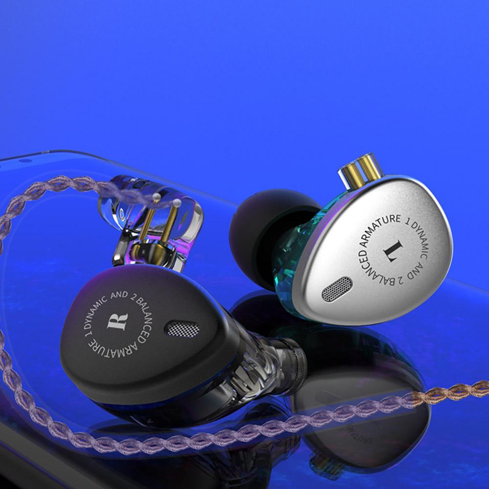 KBEAR KB06 2BA+1DD Hybrid Hifi Music Monitor DJ Studio CNC Metal Running Sport In Ear Stereo Earphone Headset Earbuds
