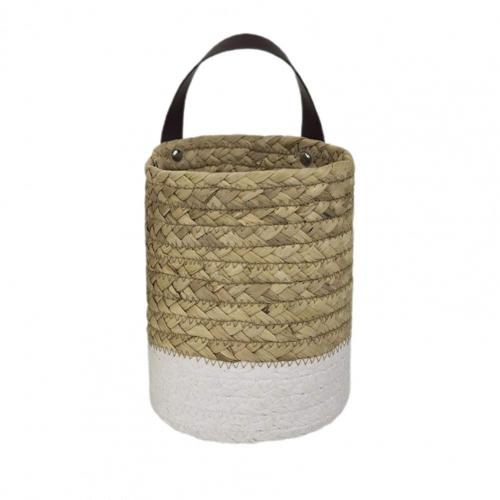 Household Foldable Woven Storage Basket Plant Wicker Hanging Baskets Garden Flower Vase Foldable Flower Pots Storage Basket: White  Multicolor  S