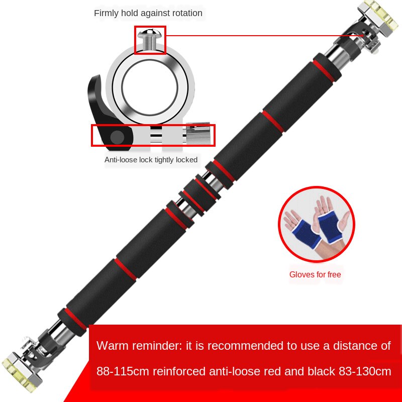 60-130CM Door Horizontal Bars Steel Adjustable Training Bars For Home Gym Workout Pull Up Chin Up Sit Up Bar Fitness Equipment: black