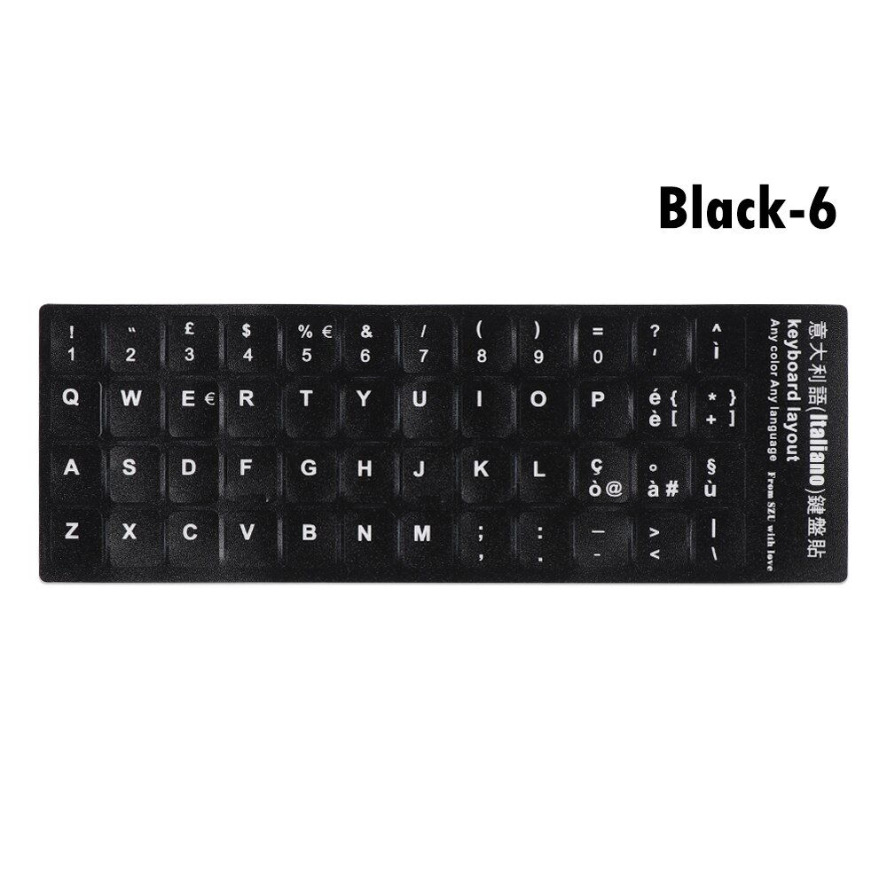 1PC Keyboard Stickers Non-slip Wear-resistant Alphabet Layout Keyboard Replacement Spanish/English/Russian/Japanese/Arabic: Italian black