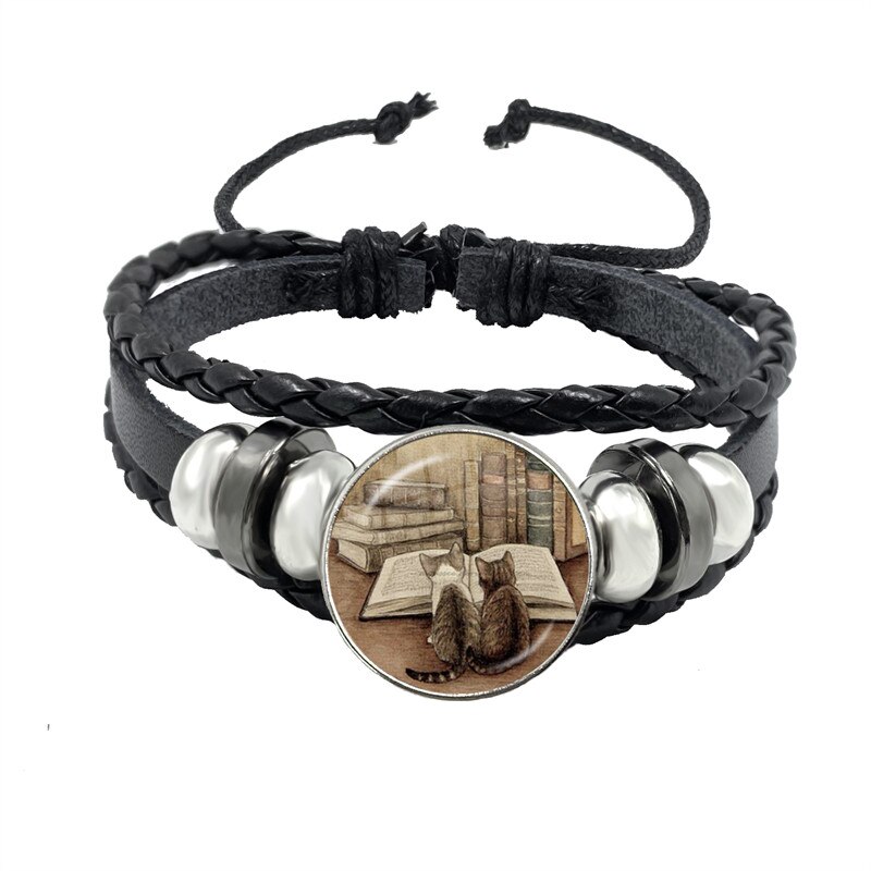 Pulsera de cuero para hombres y mujeres, brazalete de , accesorios de joyería, de escritor, Biblioteca de libros, profesor y estudiante: 6