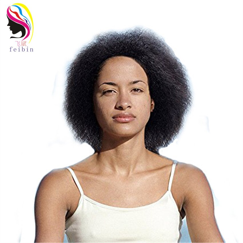 Feibin Korte Afro Pruiken Voor Zwarte Vrouwen Synthetische Volledige Head Kinky Krullend Haar 12 inches bz02