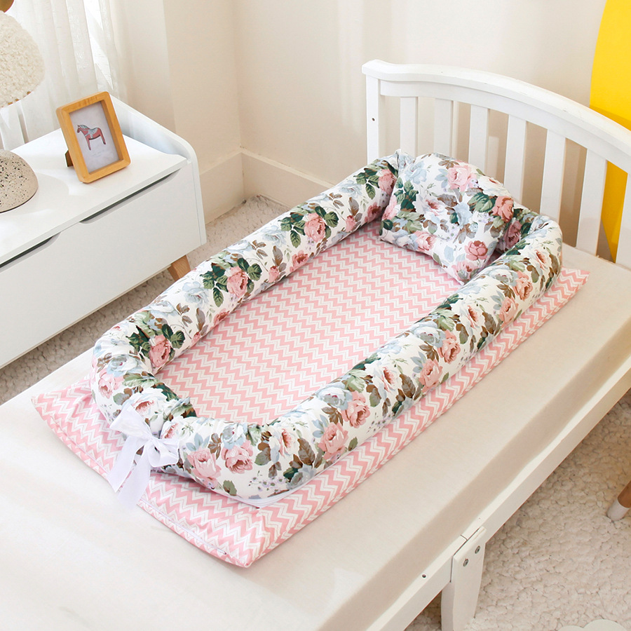 Portable Travel Baby Crib Removable Washable Kids Bed Multifunction Nursling Outdoor Toddler Nest: rosary