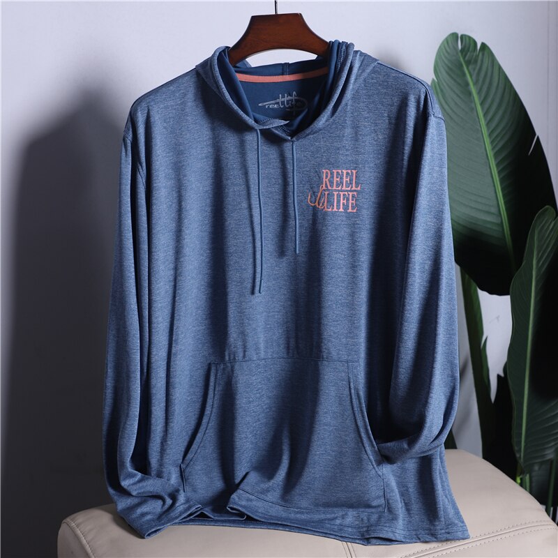 Mens Fishing Shirts Sun Protection Hoodie Shirt Hooded Performance Shirt Fishing Shirt Quick-dry UPF50+ USA Size S-2XL Camisas: Blue Htr / USA Size XXL