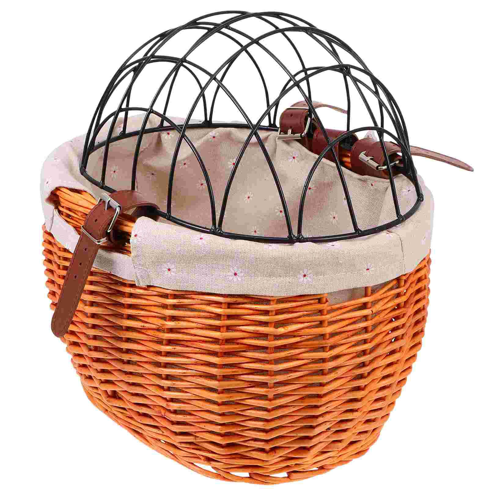 1PC Pet Cat Dog Bike Basket Wicker Woven Bike Shopping Basket for Books Bike Toys Pet
