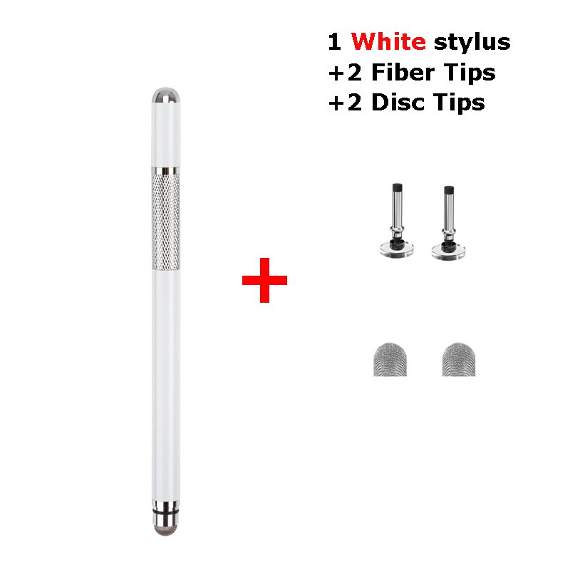2in1 Stylus Pen For Apple Tablet Touch Pen For Capacitive Screen Drawing Pencil For Iphone Mobile Notebook Writting Caneta: White With Tips
