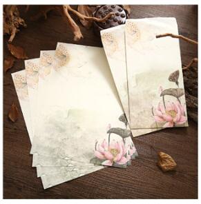 Conjunto de 4 letras de papel y 2 sobres de estilo chino, sobre Vintage para tarjetas de felicitación, papelería de postales, de viaje: D