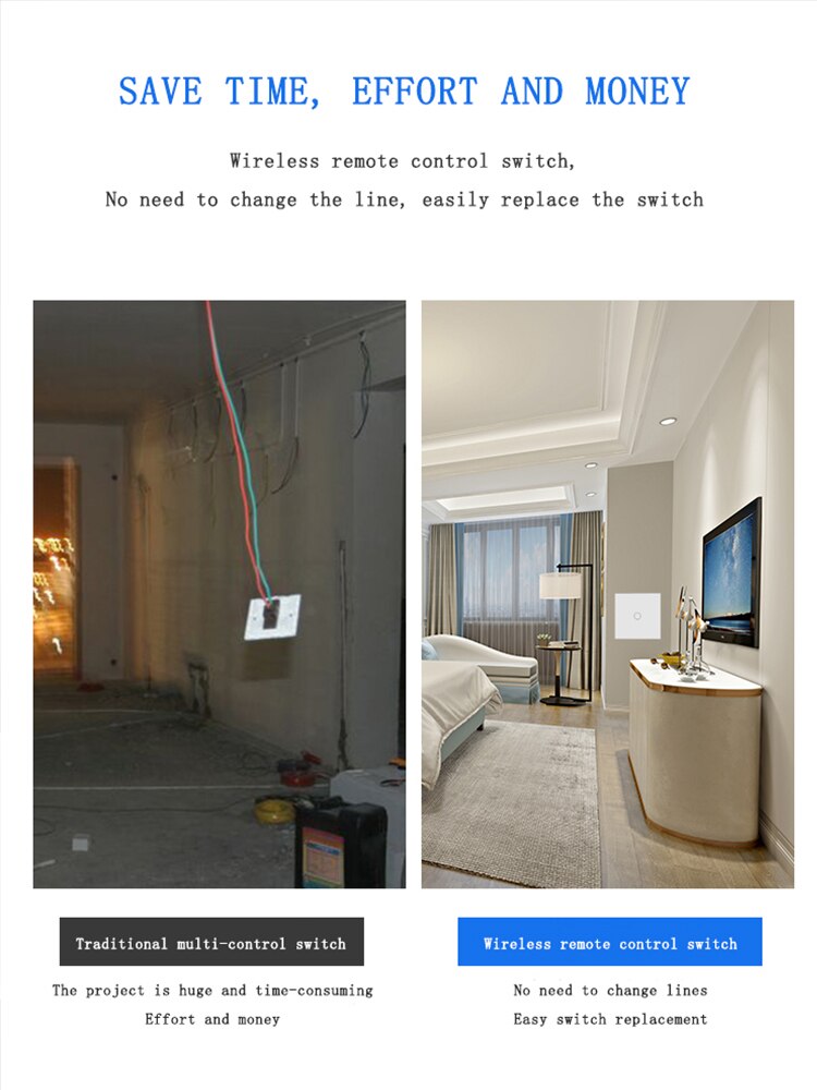 Home Automation Compatible With Google WiFi Three-way Smart Switch