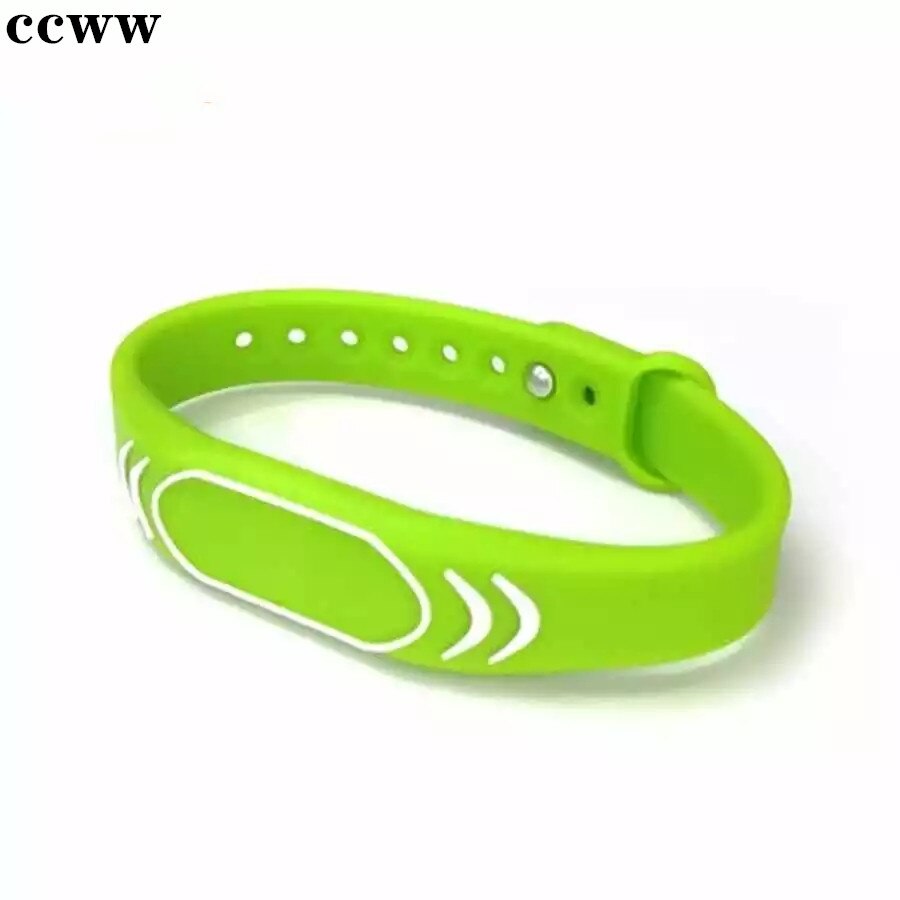 Pulsera de silicona ajustable a prueba de agua, 5 colores, 125khz, llavero, RFID EM4100/TK4100, etiquetas, llave de piscina: Verde claro