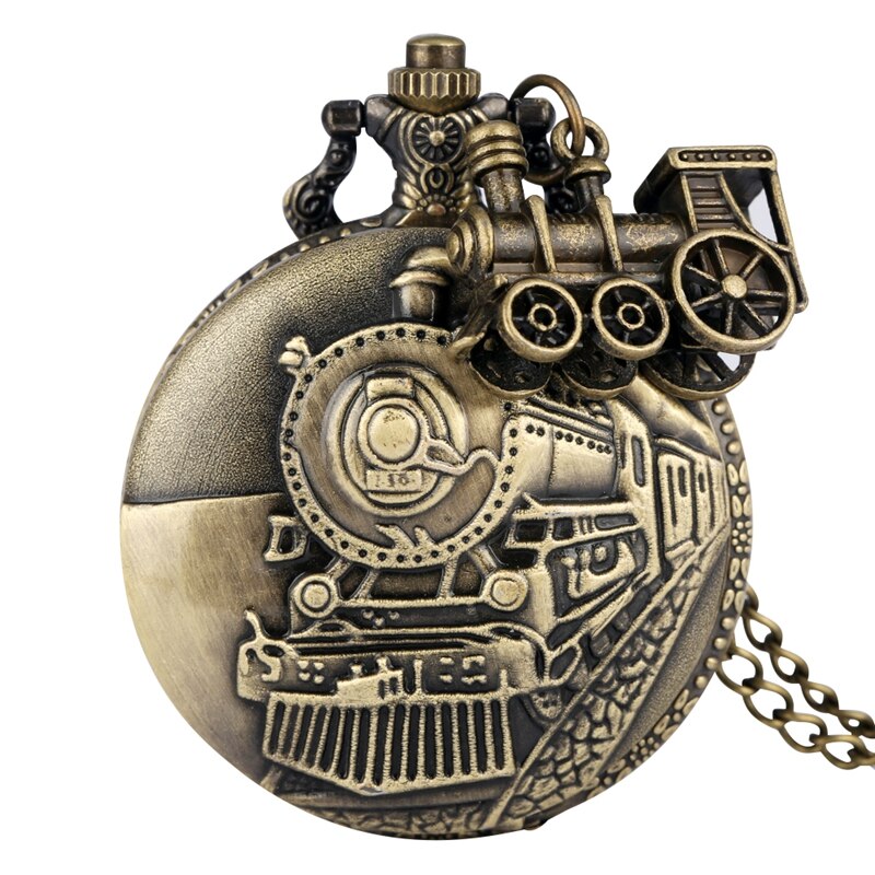 Vintage bronze kvarts lommeur tog lokomotiv motor halskæde vedhæng kæde bedst til mænd kvinder med tog tilbehør: 2