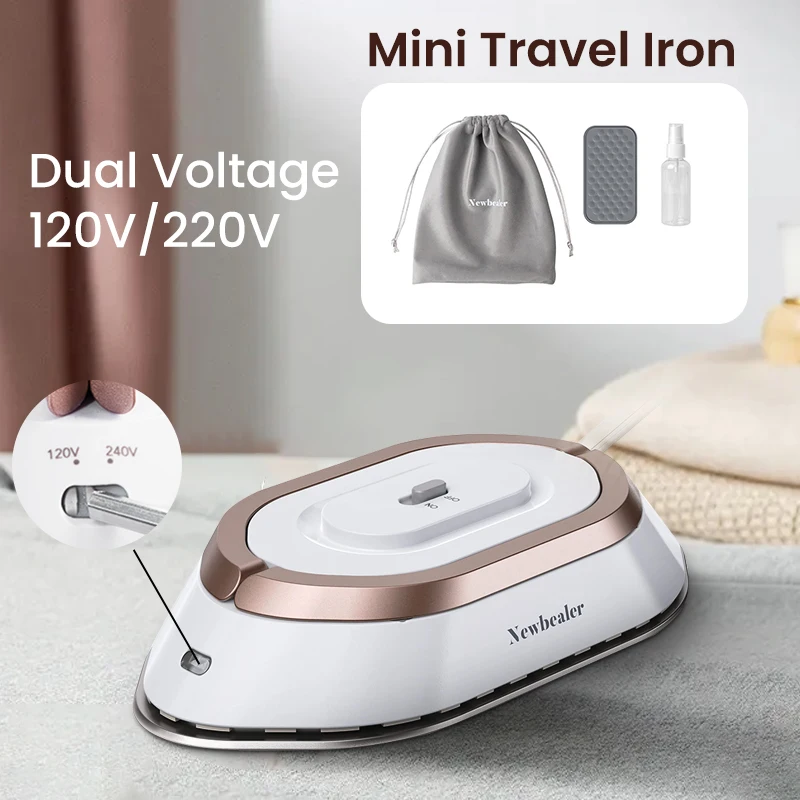 Mini plancha seca eléctrica de mano, 120V/220V, doble voltaje, 30S, calor, sin vapor, planchas para ropa, portátil, ligero, viaje
