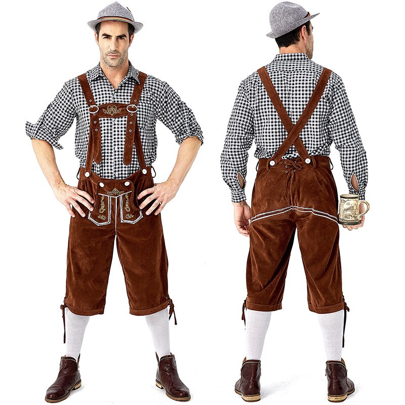 Echoine Volwassen Traditionele Oktoberfest Kostuum Lederhosen Beierse Octoberfest Duits Bier mannen Carnaval Party Fancy Kostuum