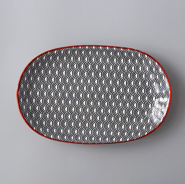 30*19.2cm 12 Inch Fish Dish Underglaze Color Home Dish Plate Hotel Ceramic Plate For Kitchen Tableware: 8