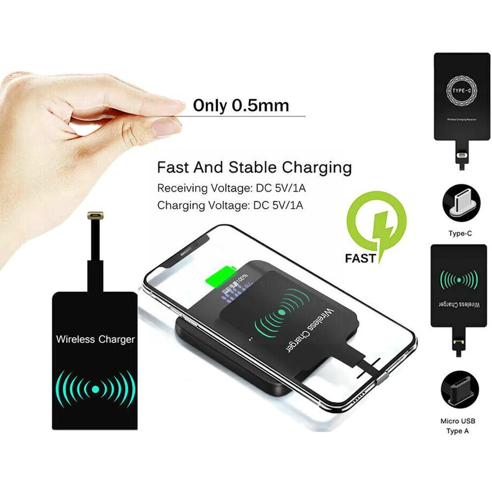 Zwarte Draagbare Draadloze Opladen Ontvanger Patch Voor Android Type-C Mobiele Telefoon Universele Mobiele Telefoon Accessoires G9u0
