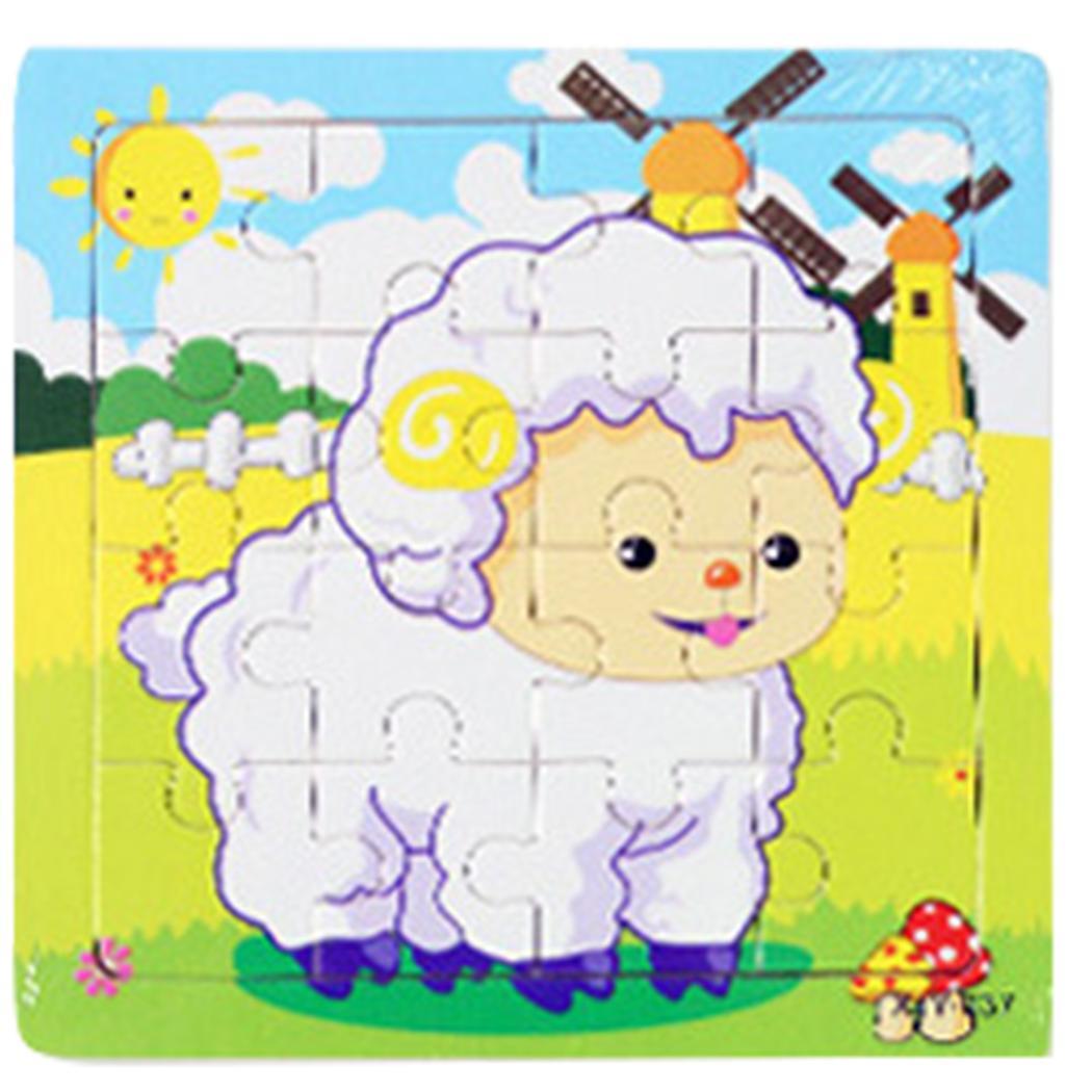 Kids Cartoon Houten Puzzel Kinderen DIY Educatief Jigsaw Multicolor Leren Speelgoed: sheep
