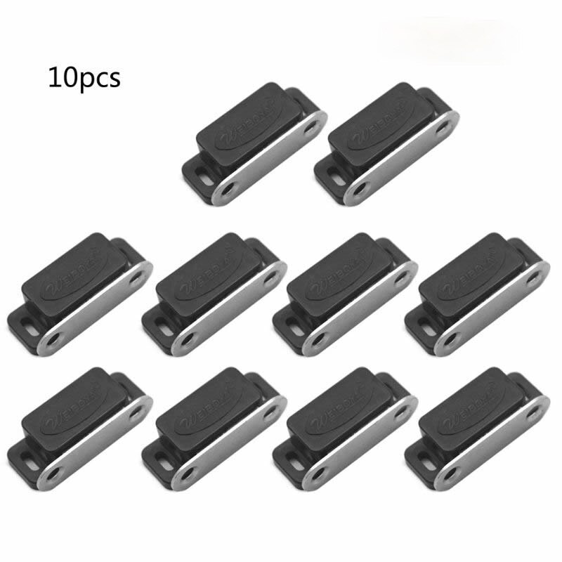 10Pcs Mini Plastic Cabinet Magnetic Catch Lock Latch Door Shutter Home Furniture: black