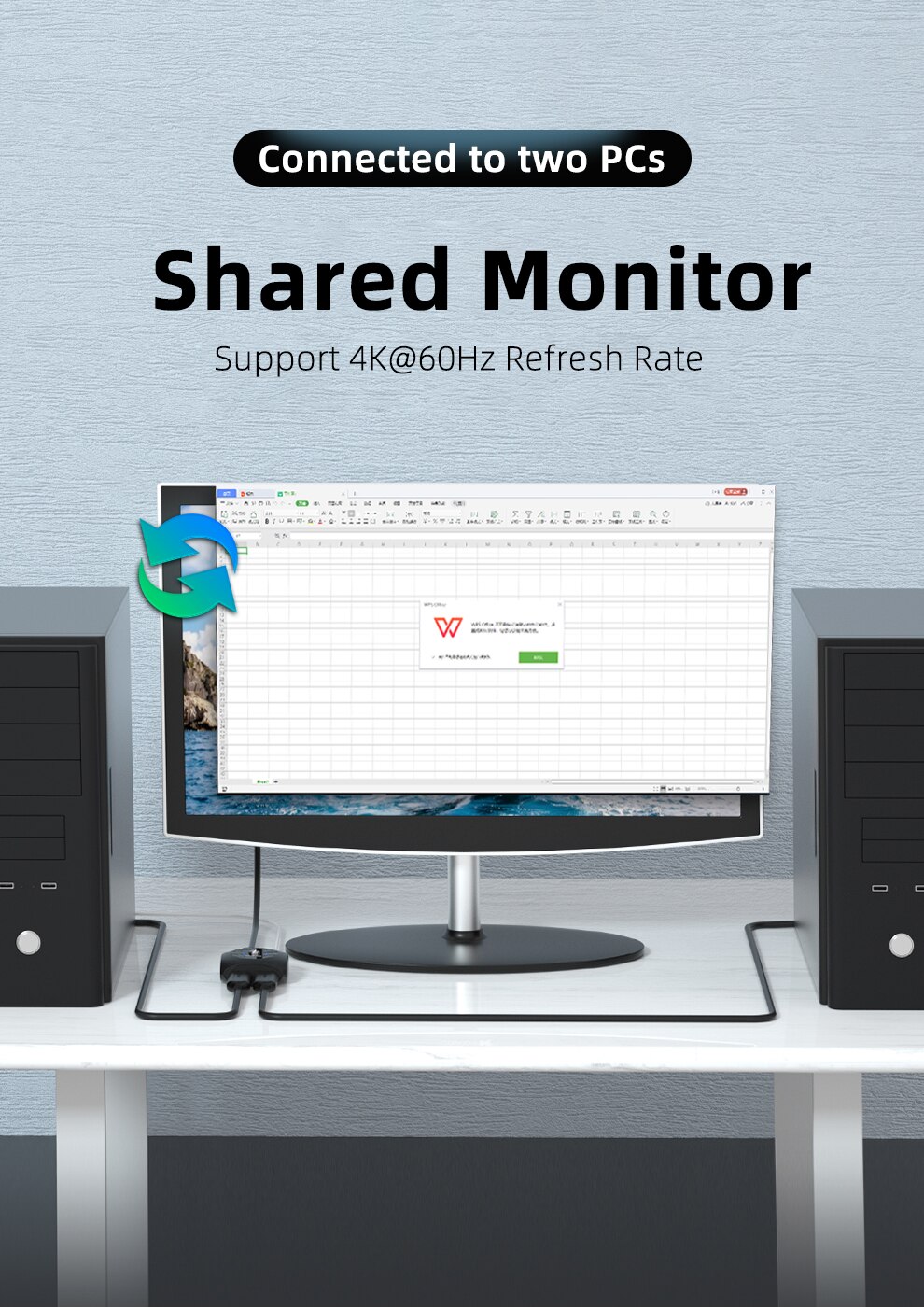 Unnlink DP 1.4 Switch Splitter Bi-directional AB Displayport Switcher 2X1 4K60 2K1080 144 Adapter for monitor computer pc laptop