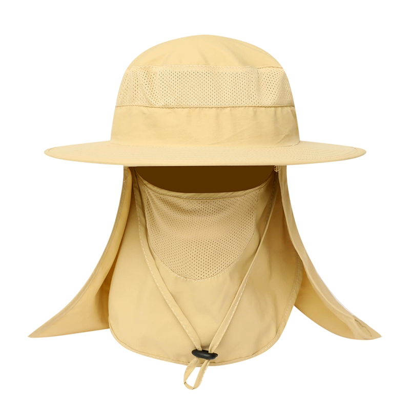 Sombrero de pesca gorro de verano cuello protección solar ala ancha de secado rápido gorra de sol pesca escalada hombres sombrero con cuerda: K