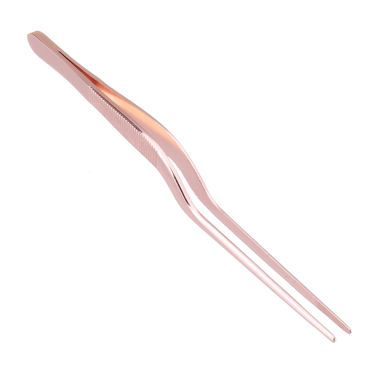 13.9cm/5.47inch Chef Plating Tweezer Tongs Serving Presentation Stainless Steel Offset Kitchen Tool Rose Gold