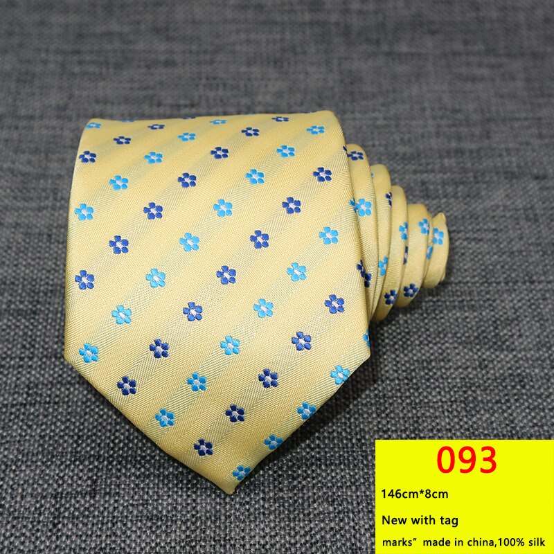 Cravates à fleurs pour hommes, 8CM, gravata corbatas, formelles en soie, Cravate Jacquard pour marié, fête de mariage, Business: 093