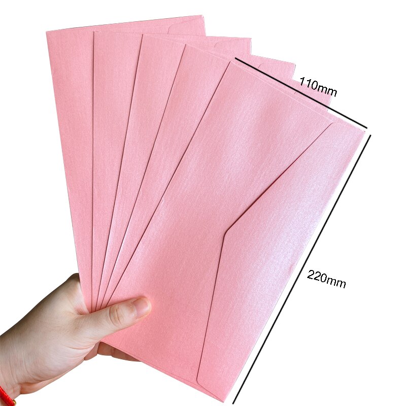 Lot de 5 enveloppes en papier couleur bonbon, 220x110mm, carte de vœux, papeterie ,: Rose