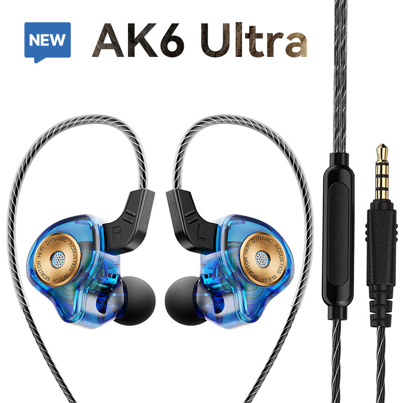 Qkz  ak6- ultra in-ear dynamische oordopjes, mobiele telefoon monitor oordopjes, muziek bedrade bediening met microfoon: Groente