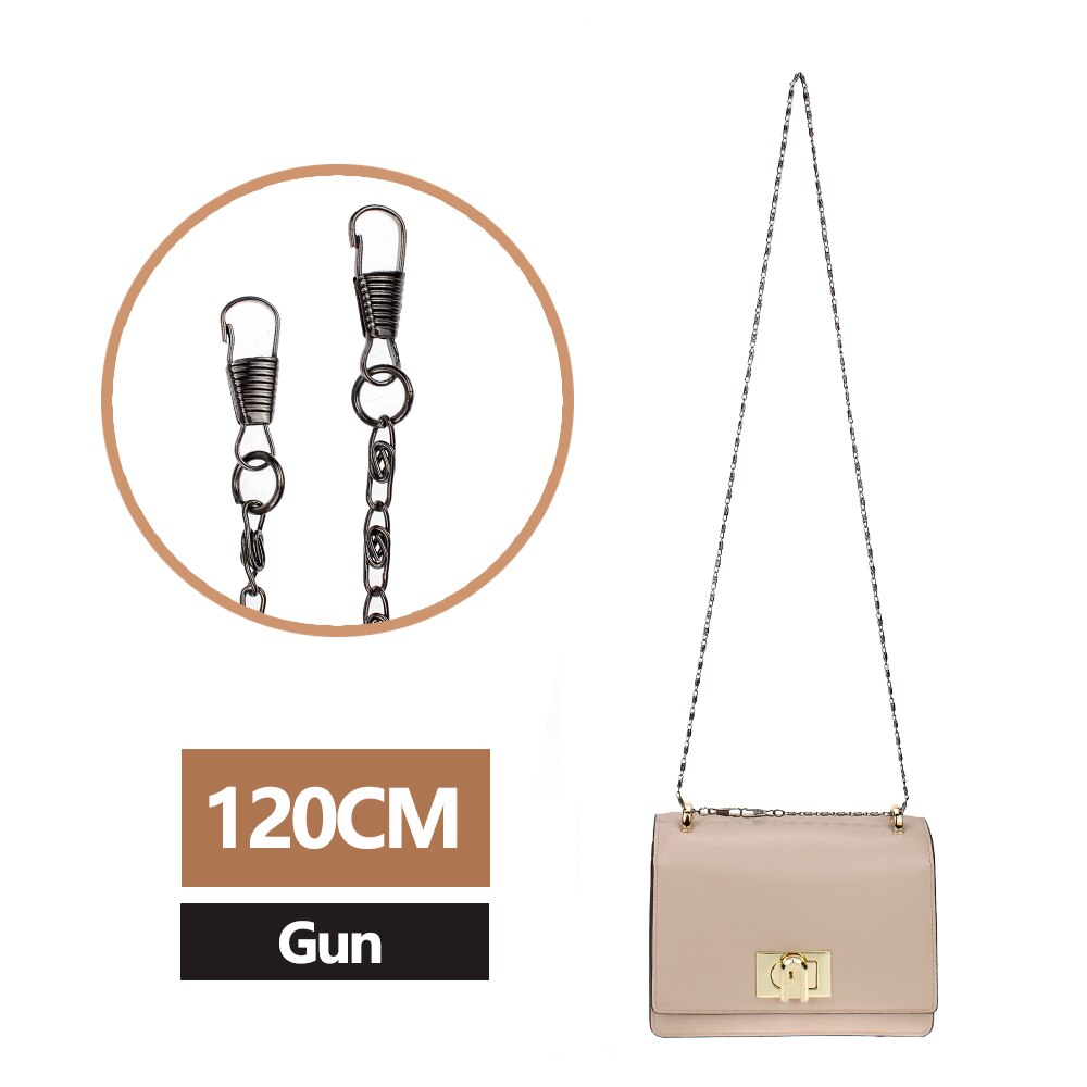 120Cm Vrouwen Metalen Ketting Tas Dunne Purse Schoudertas Kettingen Voor Bag Vervanging Handtas Keten Band Accessoires Voor Tassen: gun