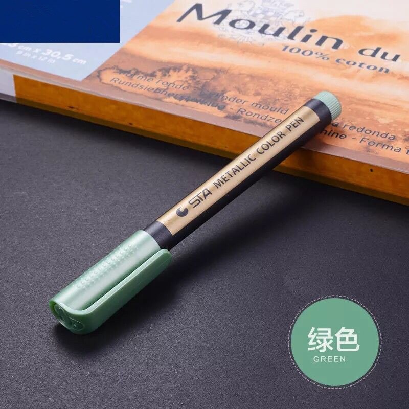 Rotuladores de tinta metálica para la escuela y la Oficina, bolígrafos coloridos y permanentes para pintar, utensilios de escritura escolar de , 1 unidad: Dark Green