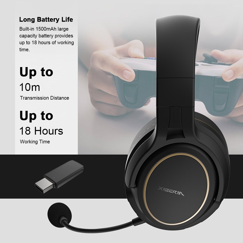XIBERIA G01 2.4GHz Wireless Gaming Headset Game Headphones Stereo Music Super Bass AUX-IN 3.5mm Wired Headphone for phone PC TV
