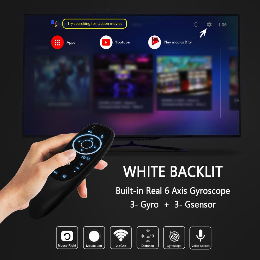 Control de voz G10S Pro, mandno a distancia con sensor giroscopio, Air Mouse, miniteclado inalámbrico, inteligente, retroiluminado, para Android, decodificador, PC, G10