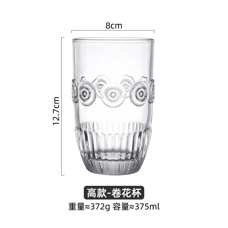 Copa de cristal con relieve de iris europeo, vaso para agua, té, vino, zumo de fruta, bebida, hogar: C