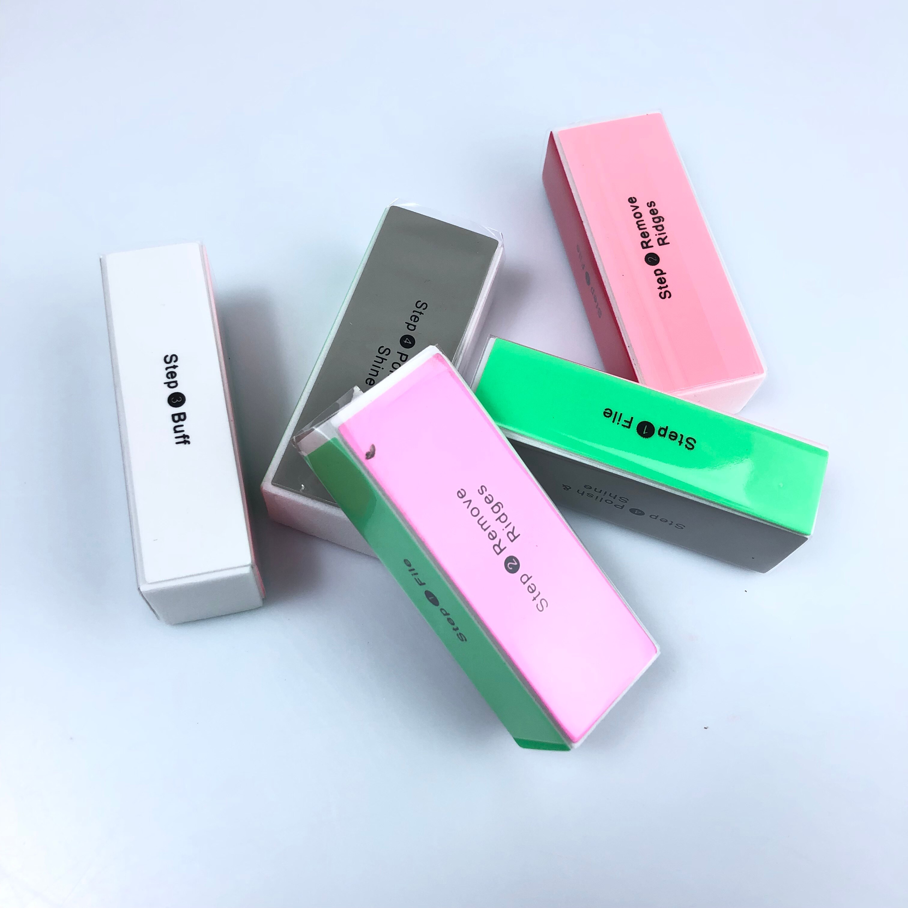 Lima pulidora de uñas de 4 pasos, bloque de pulido de lijado, pulidor de uñas de colores, herramientas para el cuidado de uñas y pedicura,: 5 pcs
