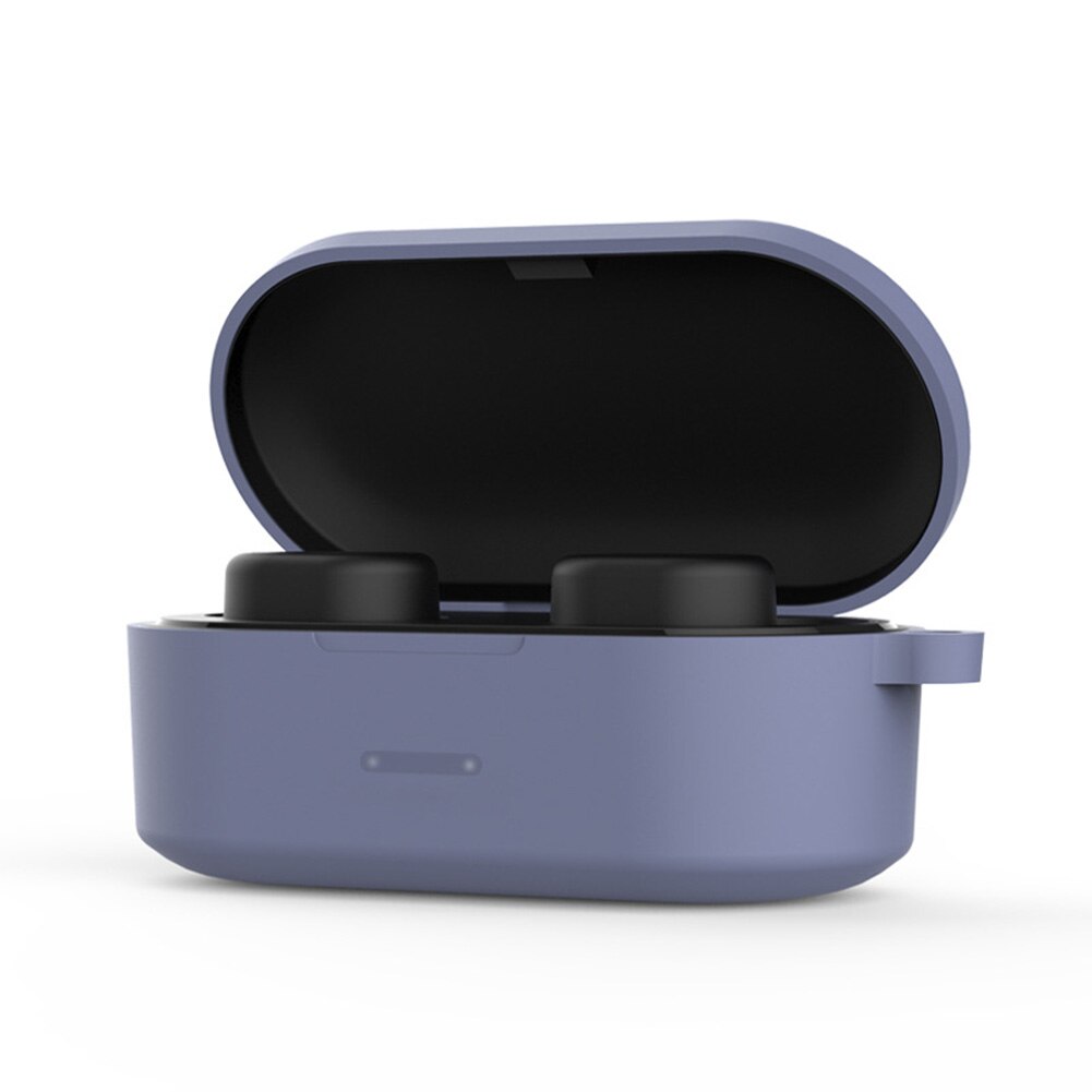 Auriculares Bluetooth inalámbrico con carcasa funda protectora de silicona caja de almacenamiento para QCY T1S/QS2/T2C auriculares cubierta protectora de la bolsa de caja: Lavender Grey