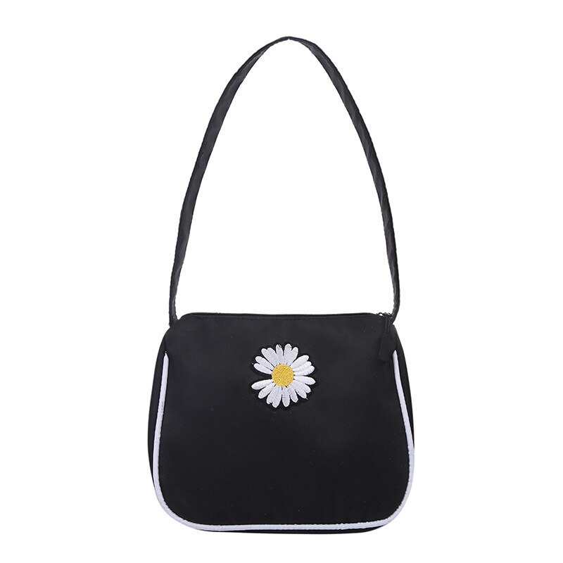 Canvas Kleine Tas Van Vrouwen Om Van Golf Van Zuid-korea Wilde Nylon Borduurwerk Schouder: black