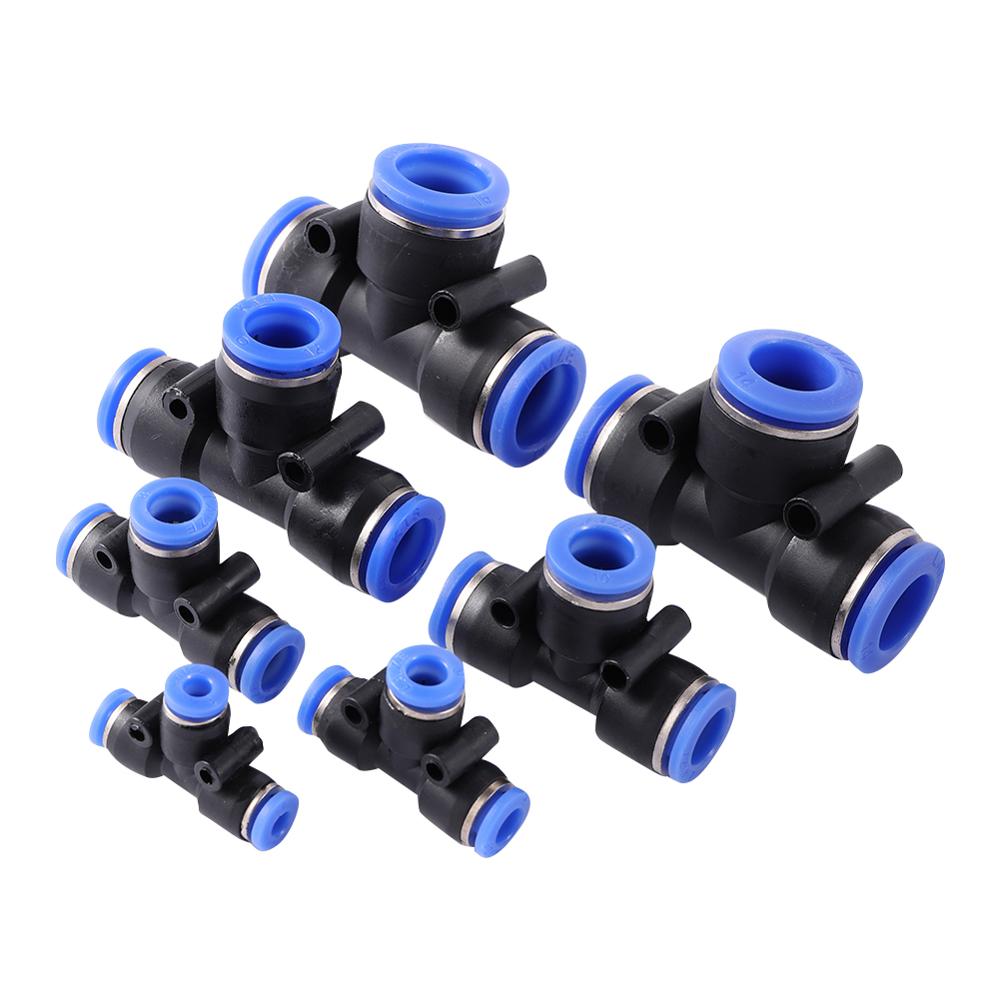 Conectores de agua para riego de jardín tipo T, 5 uds., 4mm, 6mm, 8mm, 10mm, 12mm, 14mm, 16mm, conectar rápidamente la boquilla atomizadora
