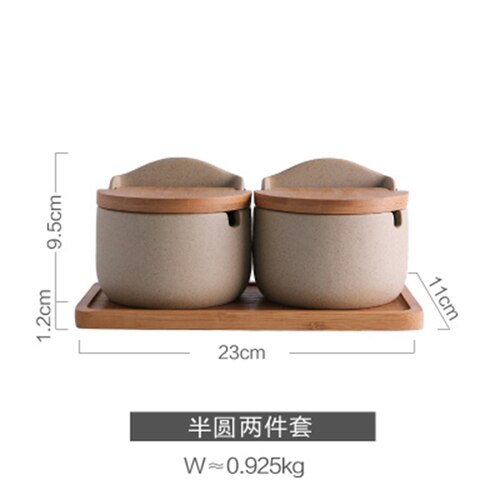 Style japonais assaisonnement boîte ménage sucre céramique bol assaisonnement pot avec couvercle sel pot huile d'olive bouteille cuisine fournitures: 2pcs