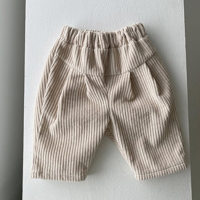 MILANCEL-pantalones de pana para bebé, ropa gruesa para niño y niña, pantalones de pierna ancha a la ,: beige / 3-6M